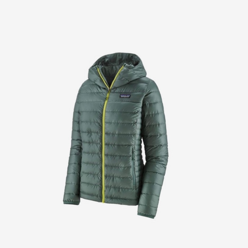 Women's Down Sweater Hoody in regen green